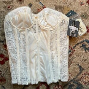 Dominique Lace Longline Bustier in color “Bone”